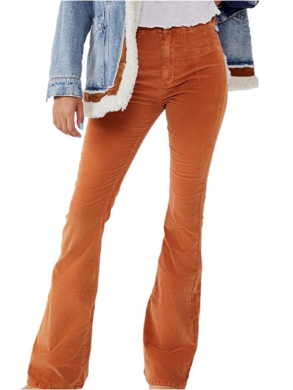 We the Free Orange Flared Corduroy Jeans Size 25